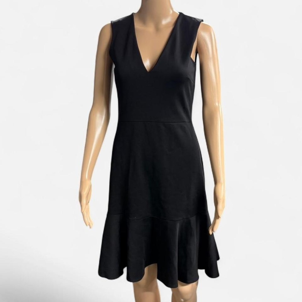 J.Crew 365 Black V-Neck Sleeveless‎ Ruffle Hem Fit and Flare Dress Size 0